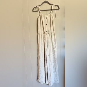 Paper Crane Linen Button-Down Jumpsuit